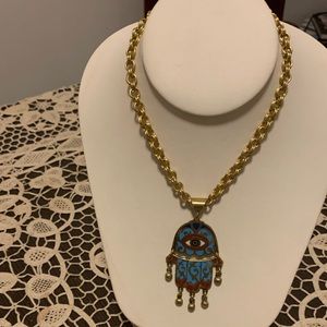Copper hamsa necklace